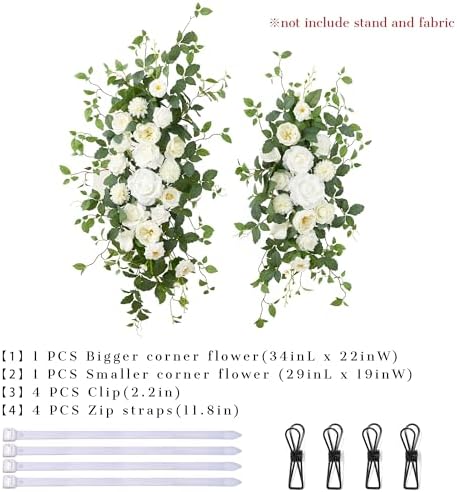 Arch Flower Kit of 2 - Artificial Floral Swag for Wedding Welcome Sign, Reception Ceremony Signs, Chair Decor, alternate view