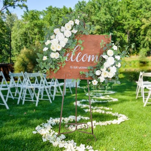 Arch Flower Kit of 2 - Artificial Floral Swag for Wedding Welcome Sign, Reception Ceremony Signs, Chair Decor, alternate view