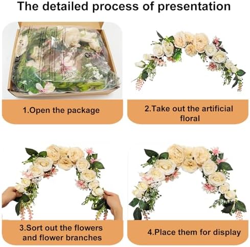 Arch Flowers, Artificial Floral Swags, 20" Length in Bent, Decorative Swag, Artificial Flower Swag for Door, alternate view 6