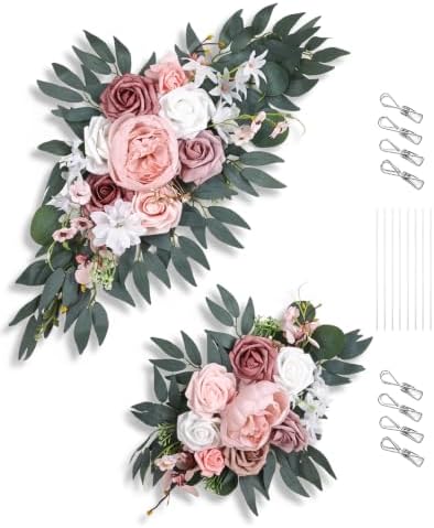 Arch Flowers Kit 2 Pack, Artificial Wedding Arch Decor, Silk Floral Swag