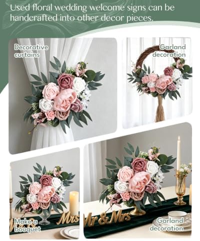 Arch Flowers Kit 2 Pack, Artificial Wedding Arch Decor, Silk Floral Swag, alternate view 4
