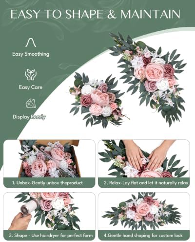 Arch Flowers Kit 2 Pack, Artificial Wedding Arch Decor, Silk Floral Swag, alternate view 5