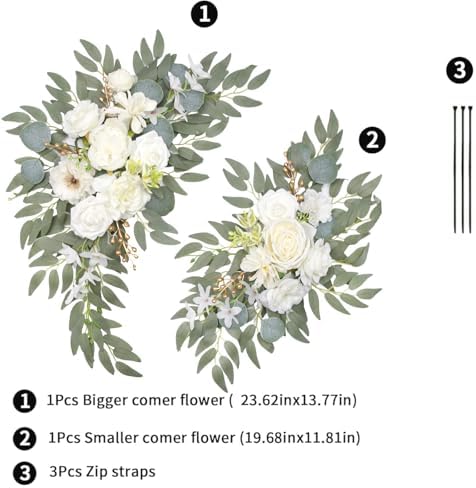 Arch Flowers with Drapes Kit (Pack of 2) for Wedding Ceremony Arbor and Reception Backdrop Decoration Wedding, alternate view