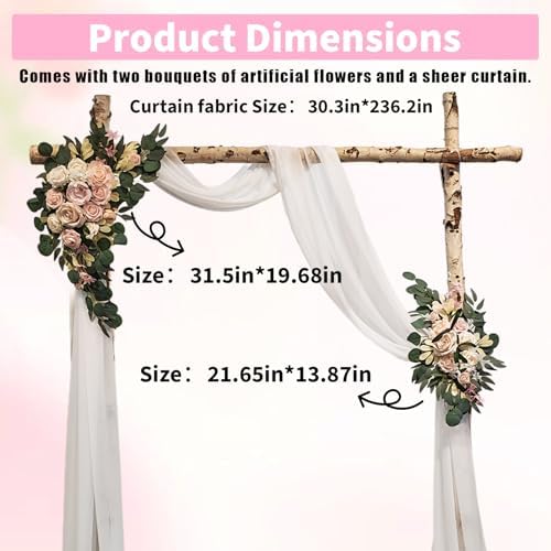 Arch Flowers with Drapes Kit (Pack of 3) - Includes 2Pcs Artificial Flower Arch Decor & 1Pcs Drapes, for Wedding, alternate