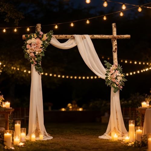 Arch Flowers with Drapes Kit (Pack of 3) - Includes 2Pcs Artificial Flower Arch Decor & 1Pcs Drapes, for Wedding, alternate
