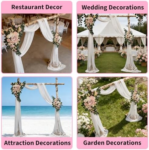 Arch Flowers with Drapes Kit (Pack of 3) - Includes 2Pcs Artificial Flower Arch Decor & 1Pcs Drapes, for Wedding, alternate