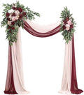Arch Flowers with Drapes Kit (Pack of 4) - 2pcs Artificial Burgundy & Blush Floral Swag Arrangement with 2pcs