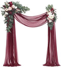 Arch Flowers with Drapes Kit (Pack of 4) - 2pcs Artificial Burgundy Floral Swag Arrangement with 2pcs Draping