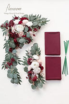 Arch Flowers with Drapes Kit (Pack of 4) - 2pcs Artificial Burgundy Floral Swag Arrangement with 2pcs Draping, alternate view