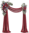 Arch Flowers with Drapes Kit (Pack of 4) - 2pcs Artificial Burgundy & Navy Blue Floral Swag Arrangement with