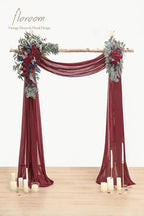Arch Flowers with Drapes Kit (Pack of 4) - 2pcs Artificial Burgundy & Navy Blue Floral Swag Arrangement with, alternate view