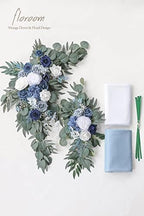 Arch Flowers with Drapes Kit (Pack of 4) - 2pcs Artificial Dusty Blue & Navy Blue Floral Swag Arrangement with, alternate
