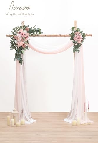 Arch Flowers with Drapes Kit (Pack of 4) - 2pcs Artificial Dusty Rose & Blush Floral Swag Arrangement with 2pcs, alternate