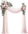 Arch Flowers with Drapes Kit (Pack of 4) - 2pcs Artificial Dusty Rose & Navy Blue Floral Swag Arrangement with