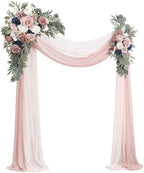 Arch Flowers with Drapes Kit (Pack of 4) - 2pcs Artificial Dusty Rose & Navy Blue Floral Swag Arrangement with