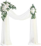 Arch Flowers with Drapes Kit (Pack of 4) - 2pcs Artificial Ivory & White Floral Swag Arrangement with 2pcs