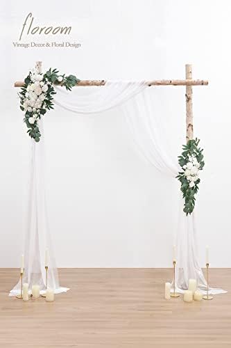 Arch Flowers with Drapes Kit (Pack of 4) - 2pcs Artificial Ivory & White Floral Swag Arrangement with 2pcs, alternate view 2