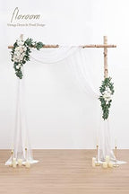 Arch Flowers with Drapes Kit (Pack of 4) - 2pcs Artificial Ivory & White Floral Swag Arrangement with 2pcs, alternate view 2