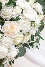 Arch Flowers with Drapes Kit (Pack of 4) - 2pcs Artificial Ivory & White Floral Swag Arrangement with 2pcs, alternate view 4