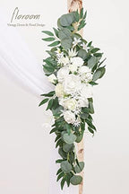 Arch Flowers with Drapes Kit (Pack of 4) - 2pcs Artificial Ivory & White Floral Swag Arrangement with 2pcs, alternate view 5