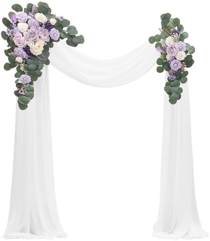Arch Flowers with Drapes Kit (Pack of 4) - 2pcs Artificial Lilac Lavender Purple Floral Swag Arrangement with