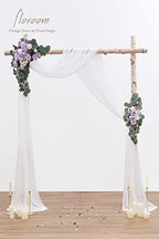 Arch Flowers with Drapes Kit (Pack of 4) - 2pcs Artificial Lilac Lavender Purple Floral Swag Arrangement with, alternate view