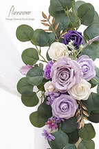 Arch Flowers with Drapes Kit (Pack of 4) - 2pcs Artificial Lilac Lavender Purple Floral Swag Arrangement with, alternate view