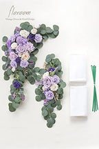 Arch Flowers with Drapes Kit (Pack of 4) - 2pcs Artificial Lilac Lavender Purple Floral Swag Arrangement with, alternate view