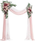 Arch Flowers with Drapes Kit (Pack of 4) - 2pcs Artificial Marsala & Champagne Floral Swag Arrangement with 2pcs