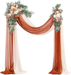 Arch Flowers with Drapes Kit (Pack of 4) - 2pcs Artificial Terracotta & Cream Floral Swag Arrangement with 2pcs