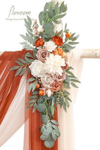 Arch Flowers with Drapes Kit (Pack of 4) - 2pcs Artificial Terracotta & Cream Floral Swag Arrangement with 2pcs, alternate