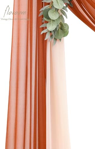 Arch Flowers with Drapes Kit (Pack of 4) - 2pcs Artificial Terracotta & Cream Floral Swag Arrangement with 2pcs, alternate