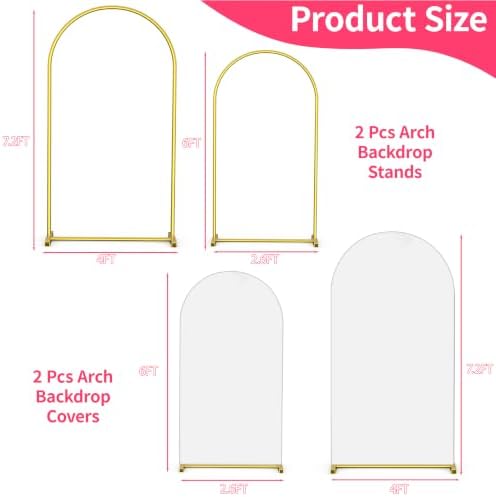 Arch Stand and Cover Set of 2(7.2FT+6FT), Arch Frame & White Cover in Gold, alternate view 3