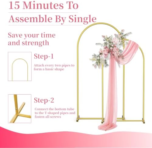 Arch Stand and Cover Set of 2(7.2FT+6FT), Arch Frame & White Cover in Gold, alternate view 5