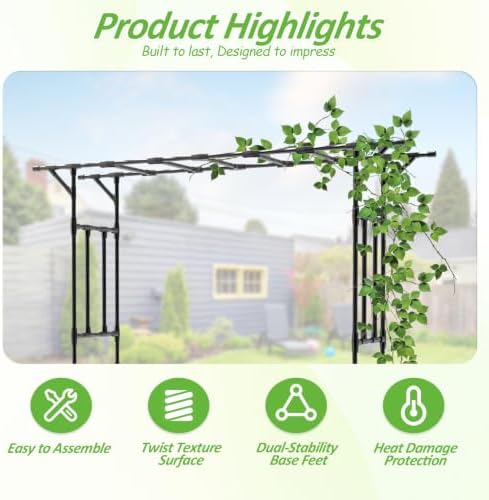 Archway Outdoor Decor, 78.7" L*85.4" H Metal Garden Arbor Archway, alternate view 4