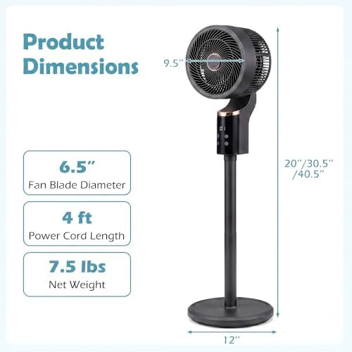 ARLIME Pedestal Fan Adjustable Height, Remote Control, alternate view 2