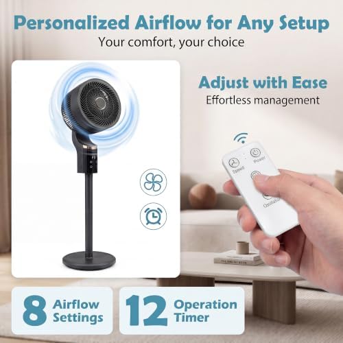 ARLIME Pedestal Fan Adjustable Height, Remote Control, alternate view 3