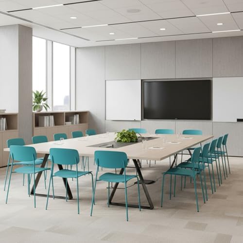 Armless Stacking Chairs, Blue, Set of 4 in Blue, alternate view 2