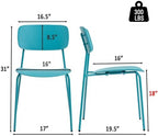 Armless Stacking Chairs, Blue, Set of 4 in Blue, alternate view 3