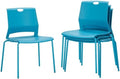 Armless Stacking Chairs Set of 4, Heavy Duty Metal Frame, Blue in Blue