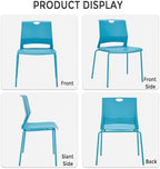 Armless Stacking Chairs Set of 4, Heavy Duty Metal Frame, Blue in Blue, alternate view 2