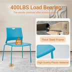 Armless Stacking Chairs Set of 4, Heavy Duty Metal Frame, Blue in Blue, alternate view 3