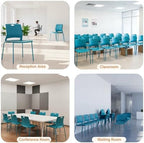 Armless Stacking Chairs Set of 4, Heavy Duty Metal Frame, Blue in Blue, alternate view 6