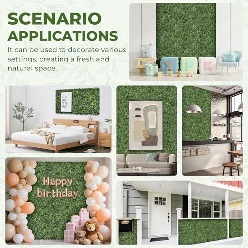 Artificial 10"x10" (24 Pieces) Boxwood Grass Wall Panels Screen, alternate view 6