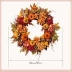 Artificial 20 Inch Autumn Front Door Wreath with Pumpkin Hydrangea Berry Maple Leaves - Fall Farmhouse Orange, alternate view