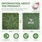 Artificial 20"x20" (12 Pieces) Boxwood Grass Wall Panels Screen, alternate view 2