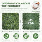 Artificial 20"x20" (24 Pieces) Boxwood Grass Wall Panels Screen, alternate view 2