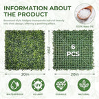 Artificial 20"x20" (6 Pieces) Boxwood Grass Wall Panels Screen, alternate view 2