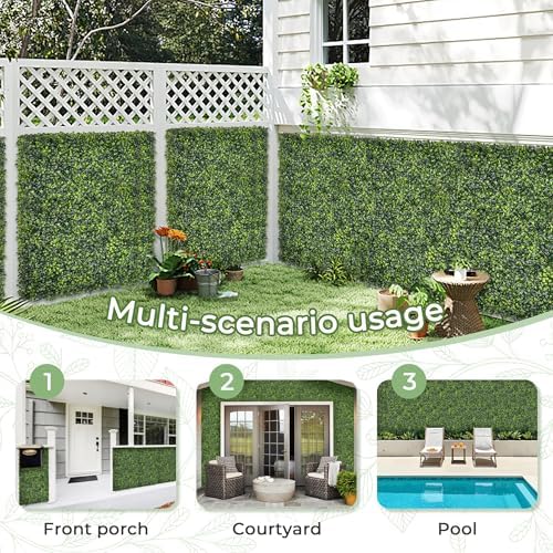 Artificial 48x120 in (40 Sqft) Boxwood Grass Wall Backdrop Roll, alternate view 5