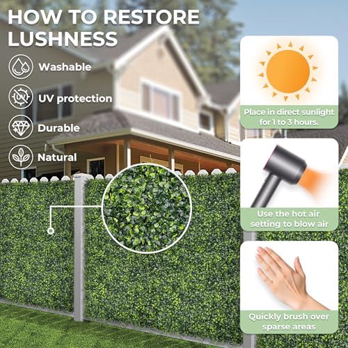 Artificial 96x120 in (80 Sqft) Boxwood Grass Wall Backdrop Roll, alternate view 4